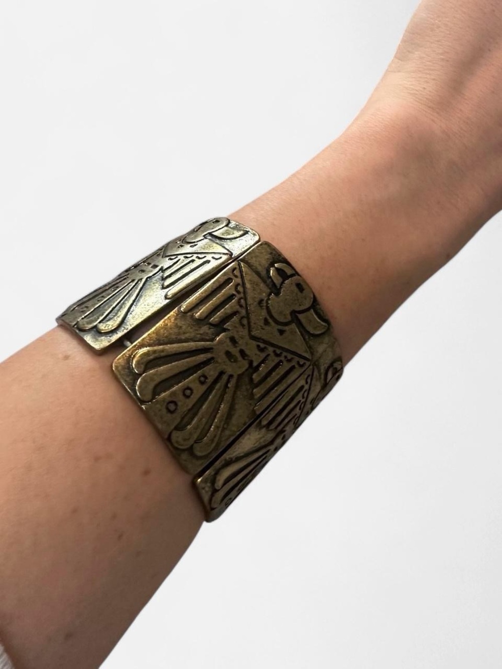 Brass Tone Wide Cuff Bracelet - Women Accessories